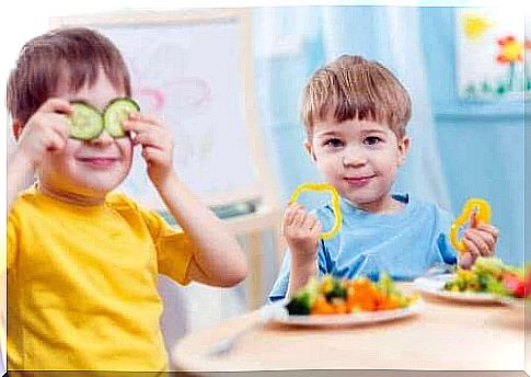 Children eat vegetables - child's diet