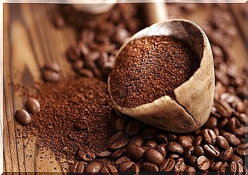 coffee beans and ground