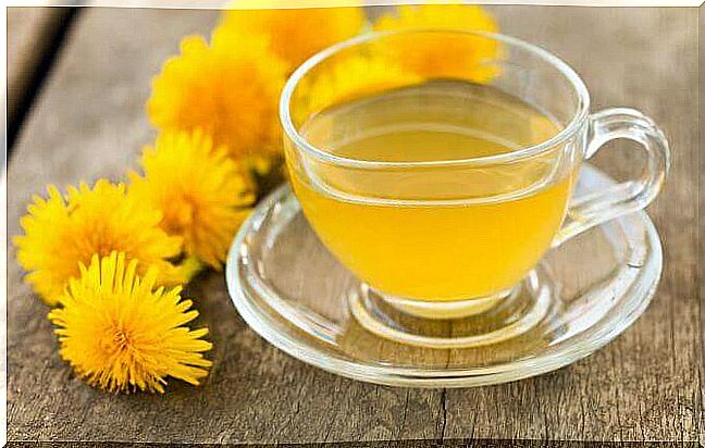 diuretic infusions - a cup of tea with dandelions