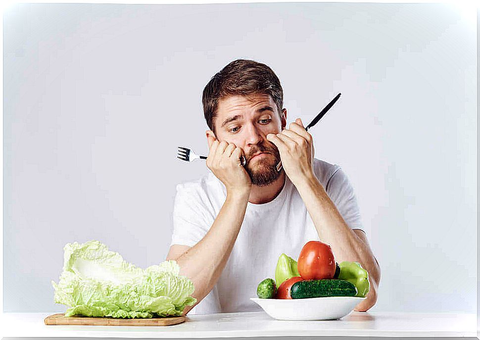 Man and vegetables.