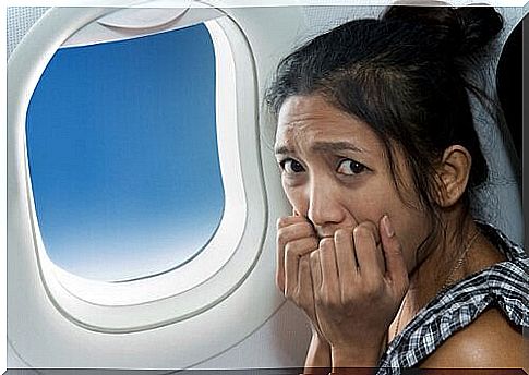 panic attack in a woman on an airplane