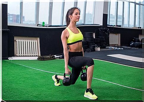 Girl doing squats to strengthen her legs.