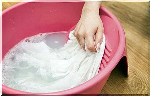 Soaking clothes in a bowl